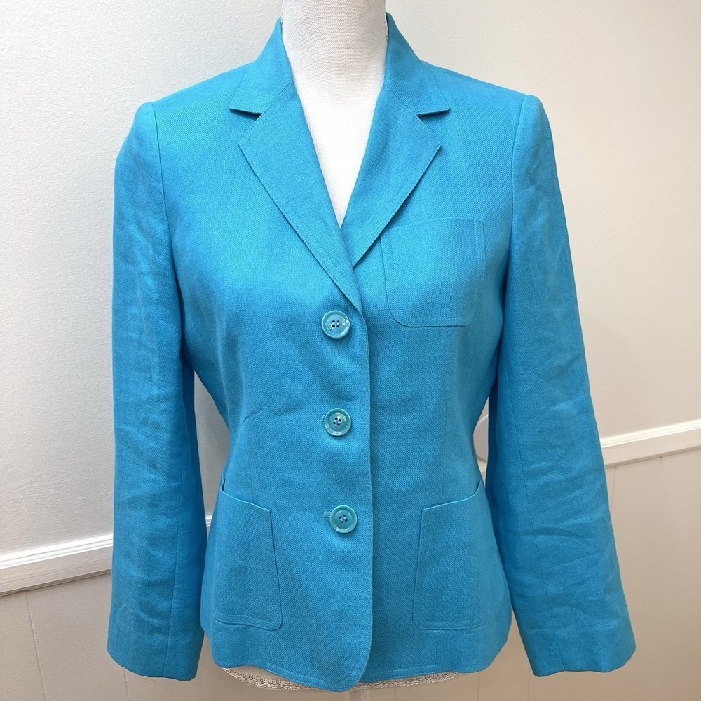 Vintage Talbots 100% Irish Linen Blazer Jacket Sz 6 P Preppy Career Old Money